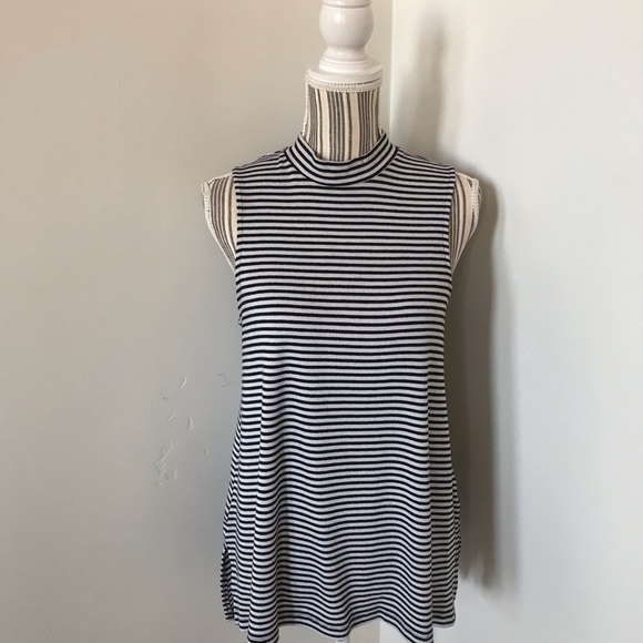 Mossimo Supply Co. Tops - Black and White Stripe Mock Neck Sleeveless Top
